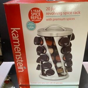 Kamenstein Silver Revolving Spice Rack with Spices Counter Top